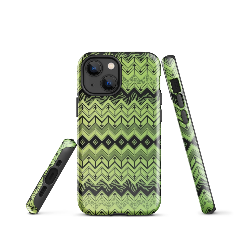 Lime Green Chevron Zebra & Leopard Print Tough Case for iPhone®