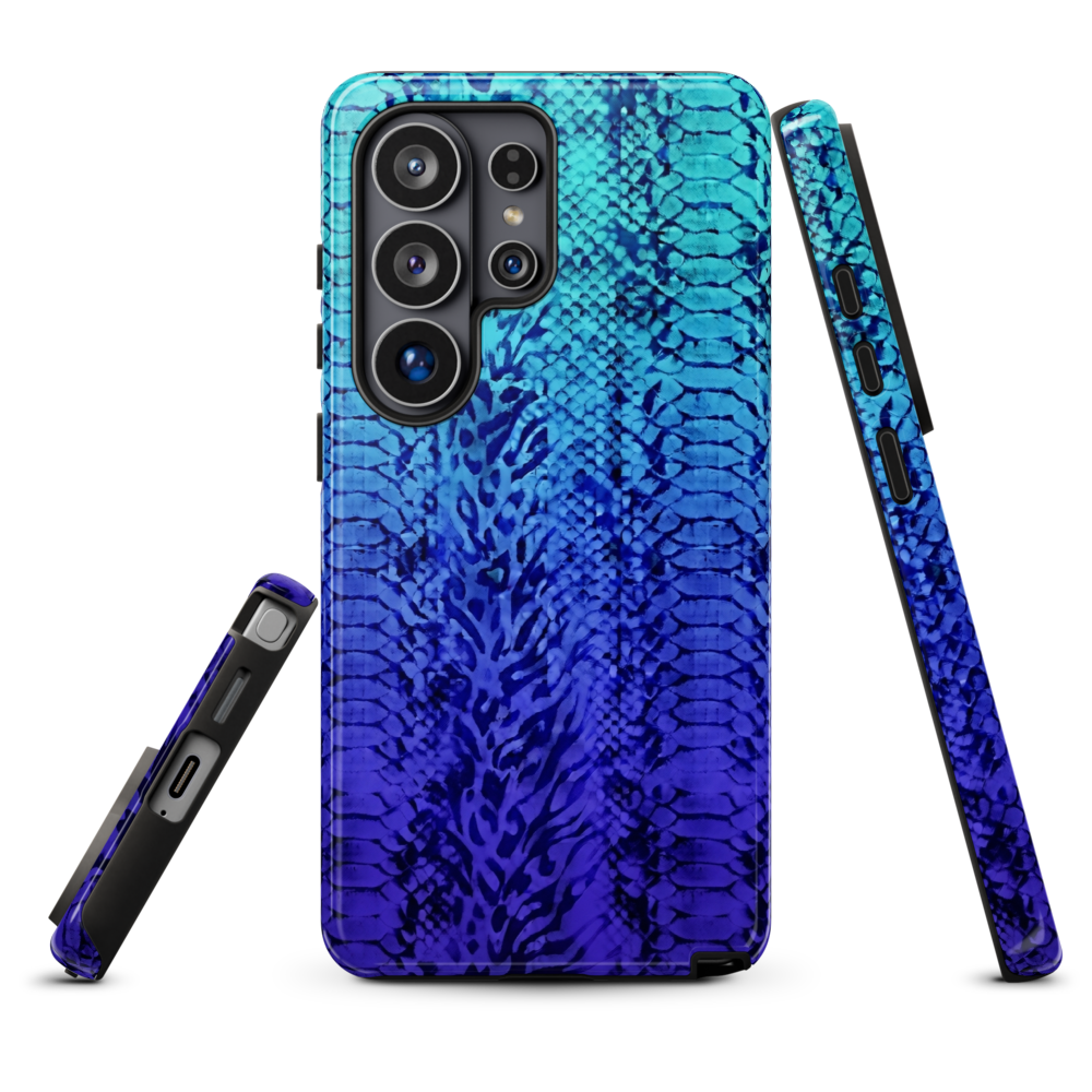 Vibrant Blue Snake & Leopard Print Tough Case for Samsung