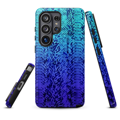 Vibrant Blue Snake & Leopard Print Tough Case for Samsung