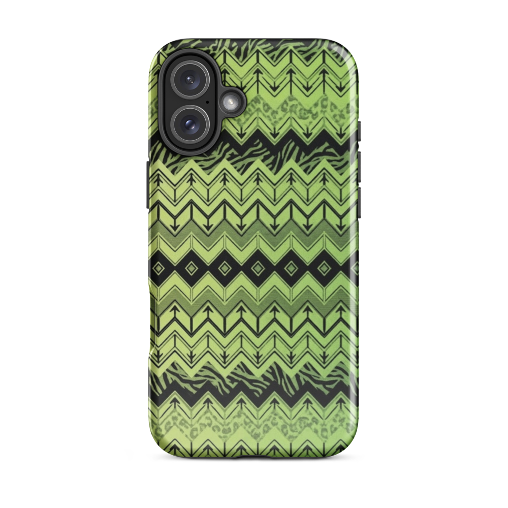 Lime Green Chevron Zebra & Leopard Print Tough Case for iPhone®