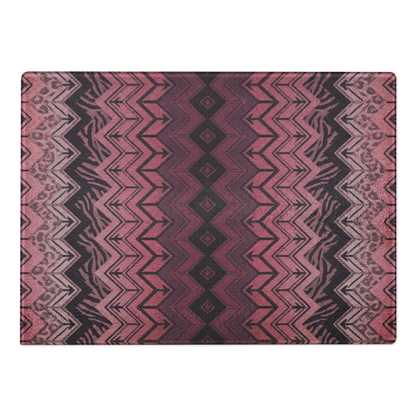 Pink Zebra & Leopard Print Special Edition Chevron Pattern Glass Cutting Board