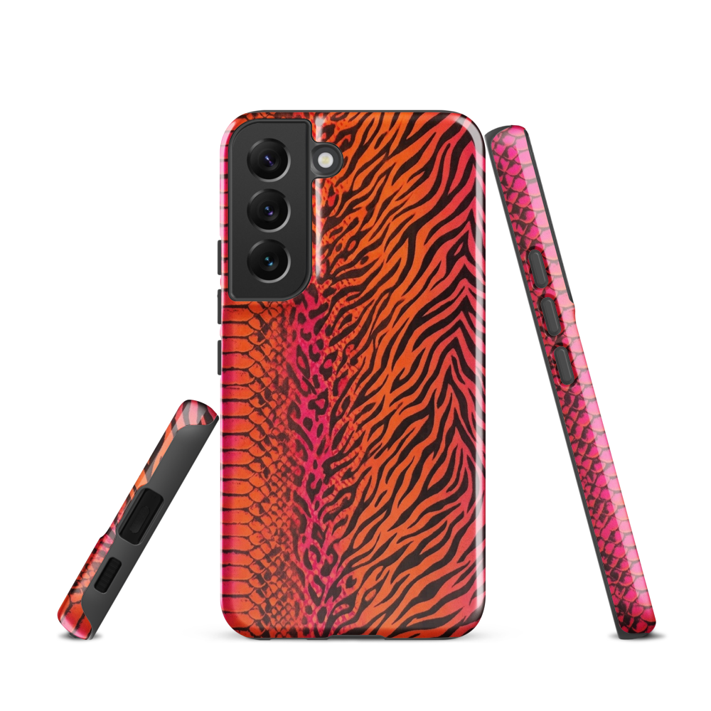 Sunset Orange & Pink Snake Skin Leopard & Zebra Print Tough Case for Samsung