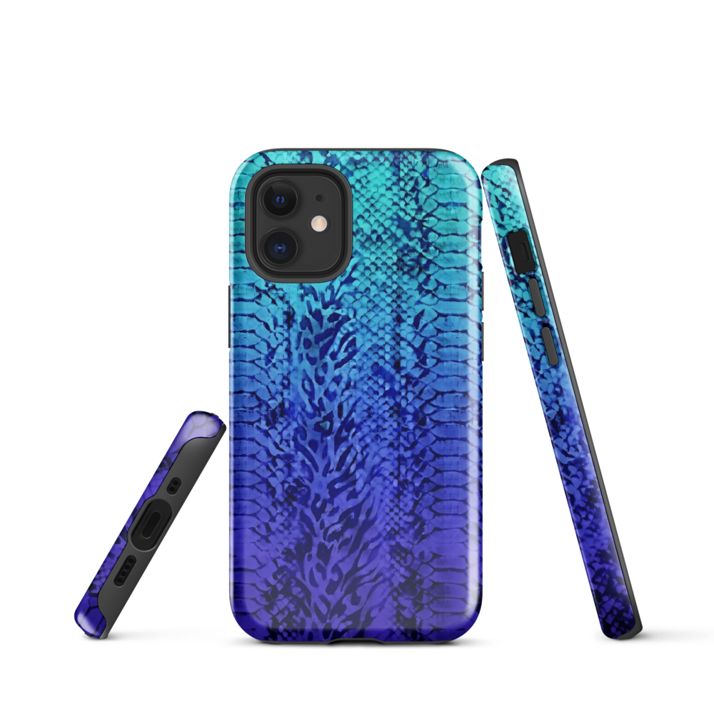 Vibrant Blue Snake & Leopard Print Tough Case for iPhone®