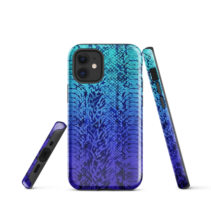 Vibrant Blue Snake & Leopard Print Tough Case for iPhone®