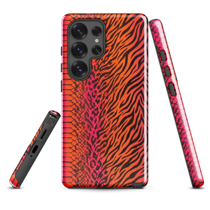 Sunset Orange & Pink Snake Skin Leopard & Zebra Print Tough Case for Samsung