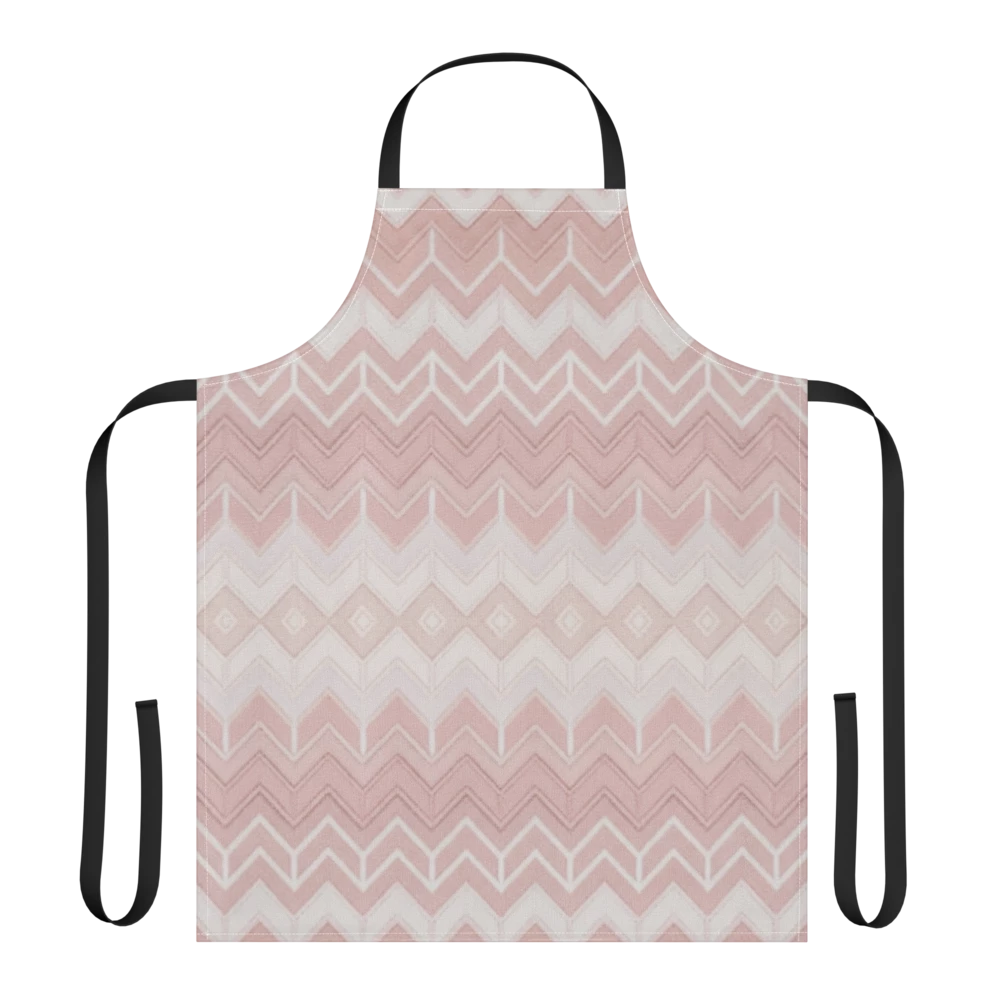Pink & White Classic Chevron Pattern Strap Apron