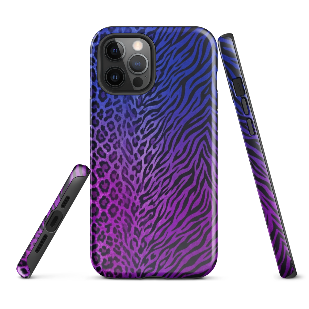 Purple to Blue Zebra & Leopard Print Tough Case for iPhone®