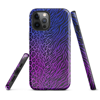 Purple to Blue Zebra & Leopard Print Tough Case for iPhone®
