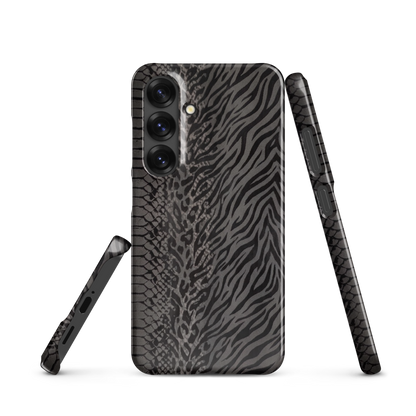 Dark Gray Snake Skin & Leopard Print Snap Case for Samsung