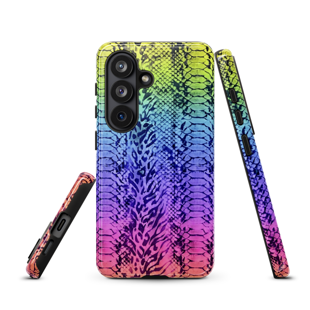 Vibrant Rainbow Snake Skin & Leopard Print Tough Case for Samsung