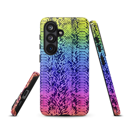 Vibrant Rainbow Snake Skin & Leopard Print Tough Case for Samsung