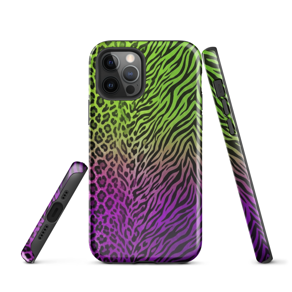 Neon Green & Purple Zebra & Leopard Print Tough Case for iPhone®