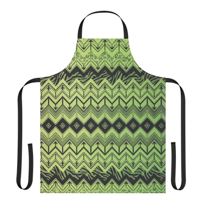 Lime Green Chevron Pattern Leopard & Zebra Print Strap Apron
