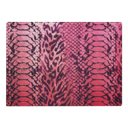 Pink Snake Skin & Leopard Print Glass Cutting Board