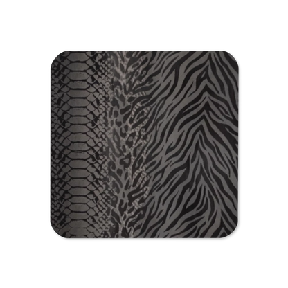 Dark Gray Snake Skin Leopard & Zebra Print Cork-Back Coaster