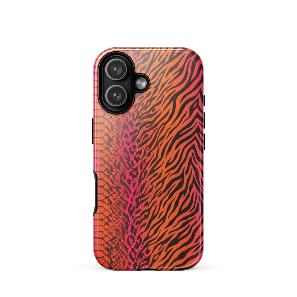 Sunset Orange & Pink Snake Skin Zebra & Leopard Print Tough Case for iPhone®