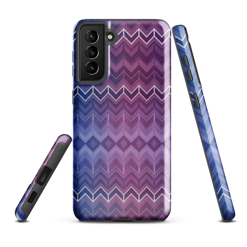Purple & Blue Classic Chevron Print Tough Case for Samsung