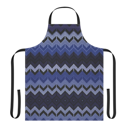 Blue Classic Chevron Pattern Strap Apron