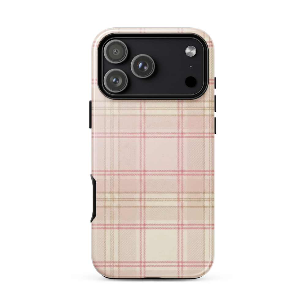 Pink & Cream Plaid Coquette Print Tough Case for iPhone®