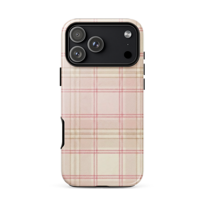 Pink & Cream Plaid Coquette Print Tough Case for iPhone®