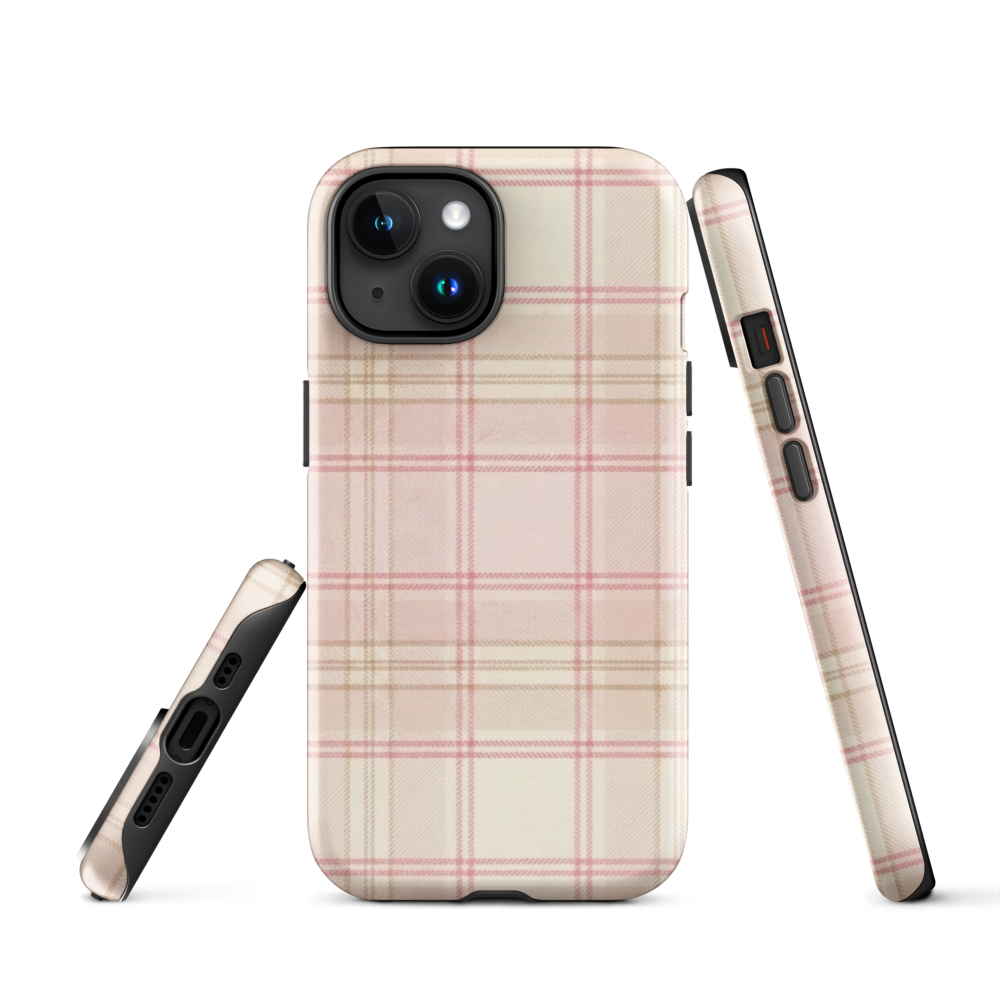 Pink & Cream Plaid Coquette Print Tough Case for iPhone®