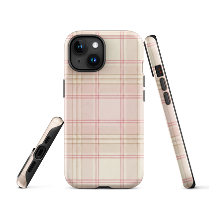 Pink & Cream Plaid Coquette Print Tough Case for iPhone®