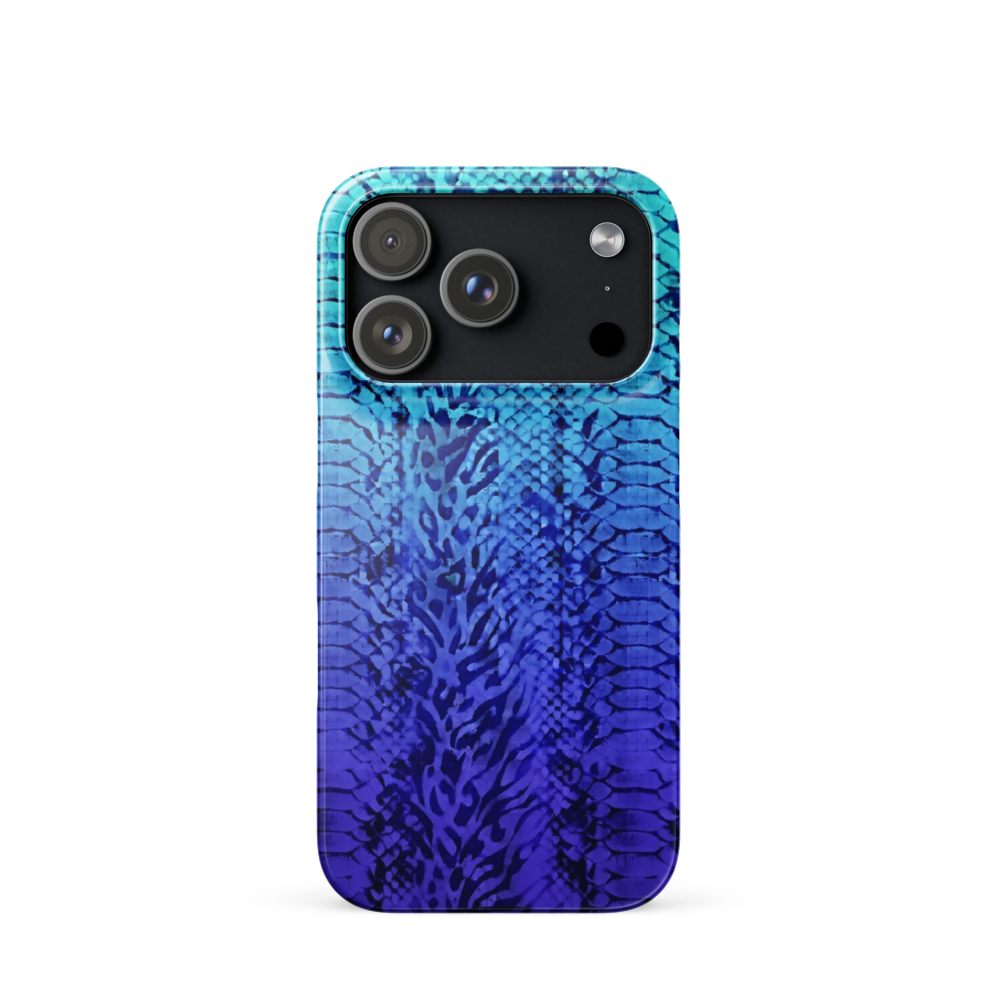 Vibrant Blue Snake Skin & Leopard Print Snap Case for iPhone