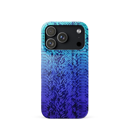 Vibrant Blue Snake Skin & Leopard Print Snap Case for iPhone