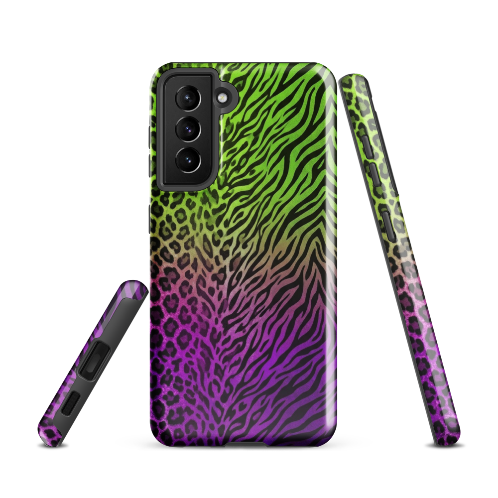 Neon Green & Purple Zebra & Leopard Print Tough Case for Samsung