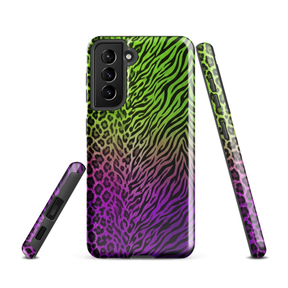 Neon Green & Purple Zebra & Leopard Print Tough Case for Samsung