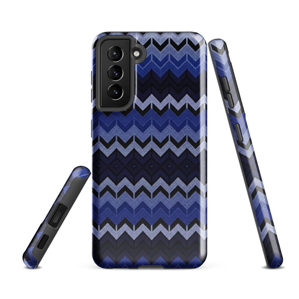 Blue Chevron Pattern Tough Case for Samsung