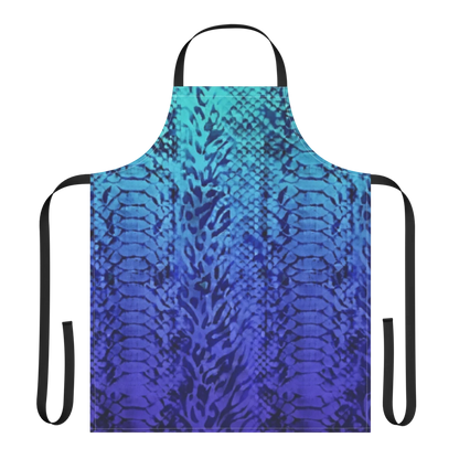 Blue Snake Skin & Leopard Print Strap Apron