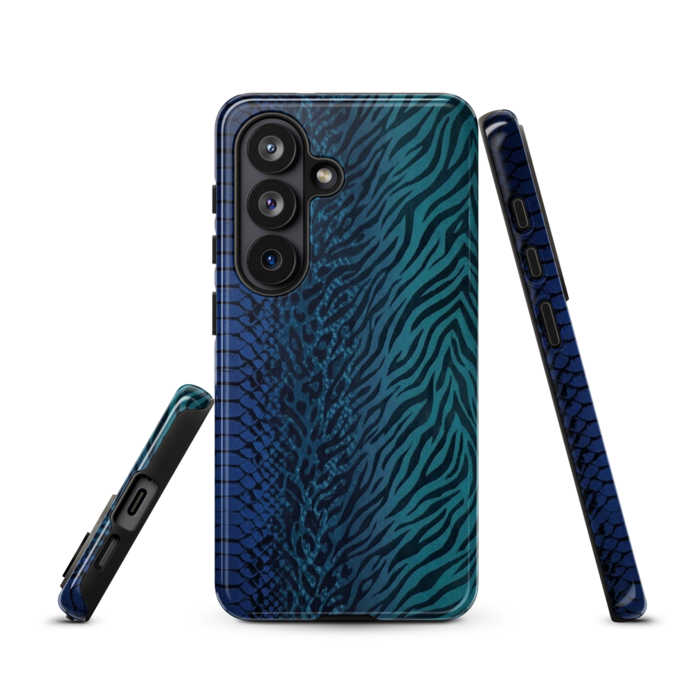 Blue & Teal Snake Skin Zebra & Leopard Print Tough Case for Samsung