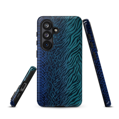 Blue & Teal Snake Skin Zebra & Leopard Print Tough Case for Samsung