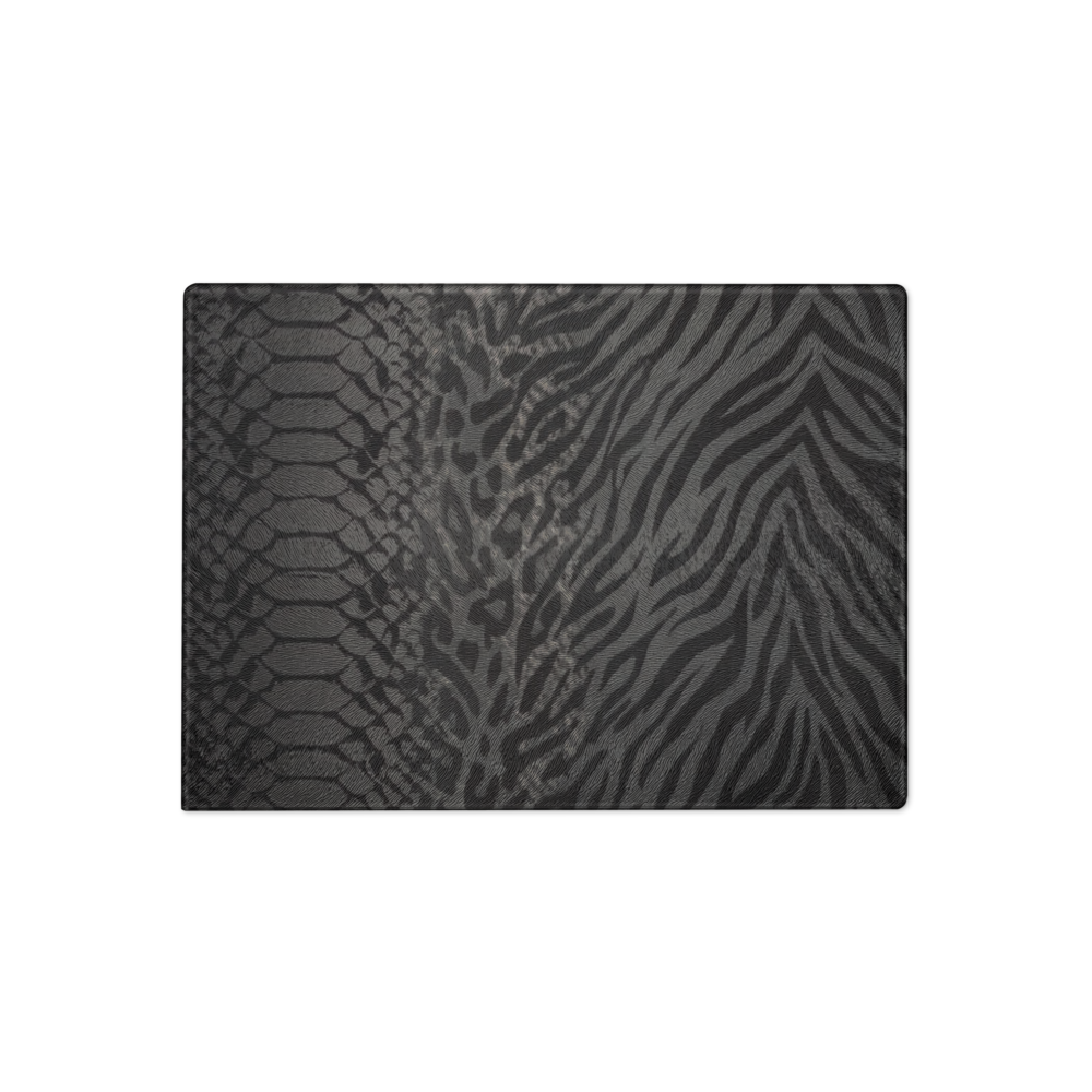 Gray & Black Zebra & Leopard Print Glass Cutting Board