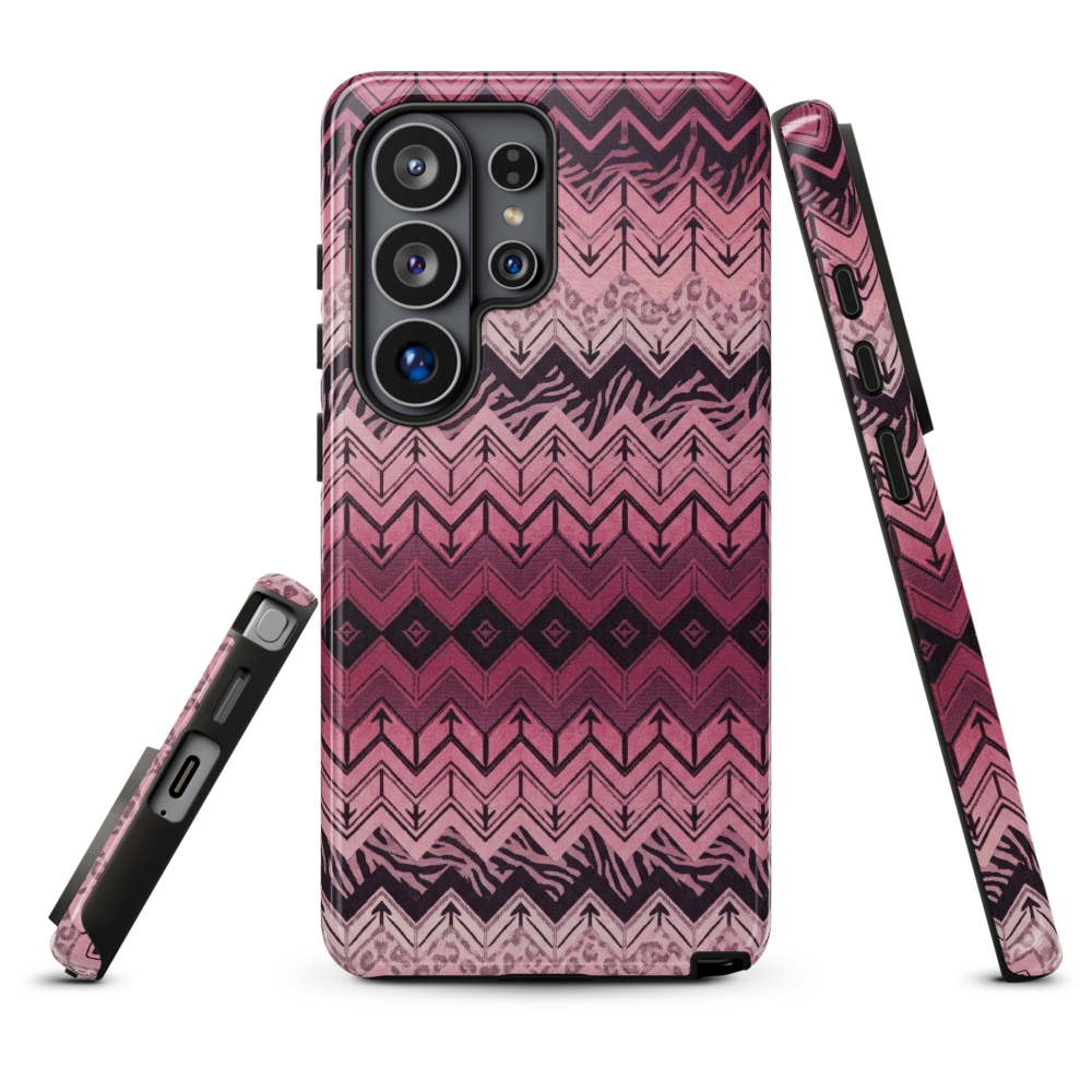 Pink Chevron Pattern Leopard & Zebra Print Tough Case for Samsung