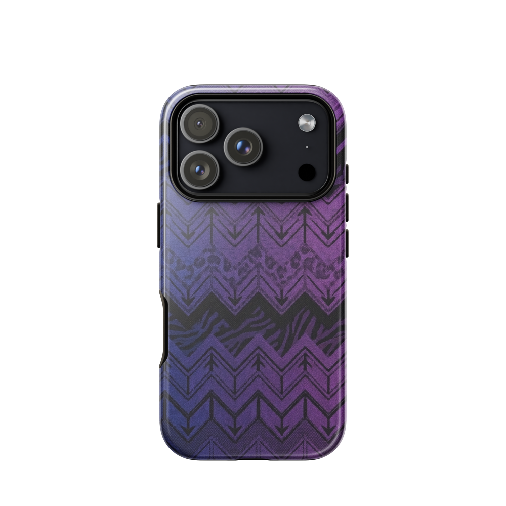 Purple to Blue Chevron Zebra & Leopard Print Tough Case for iPhone®