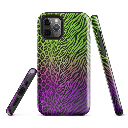 Neon Green & Purple Zebra & Leopard Print Tough Case for iPhone®