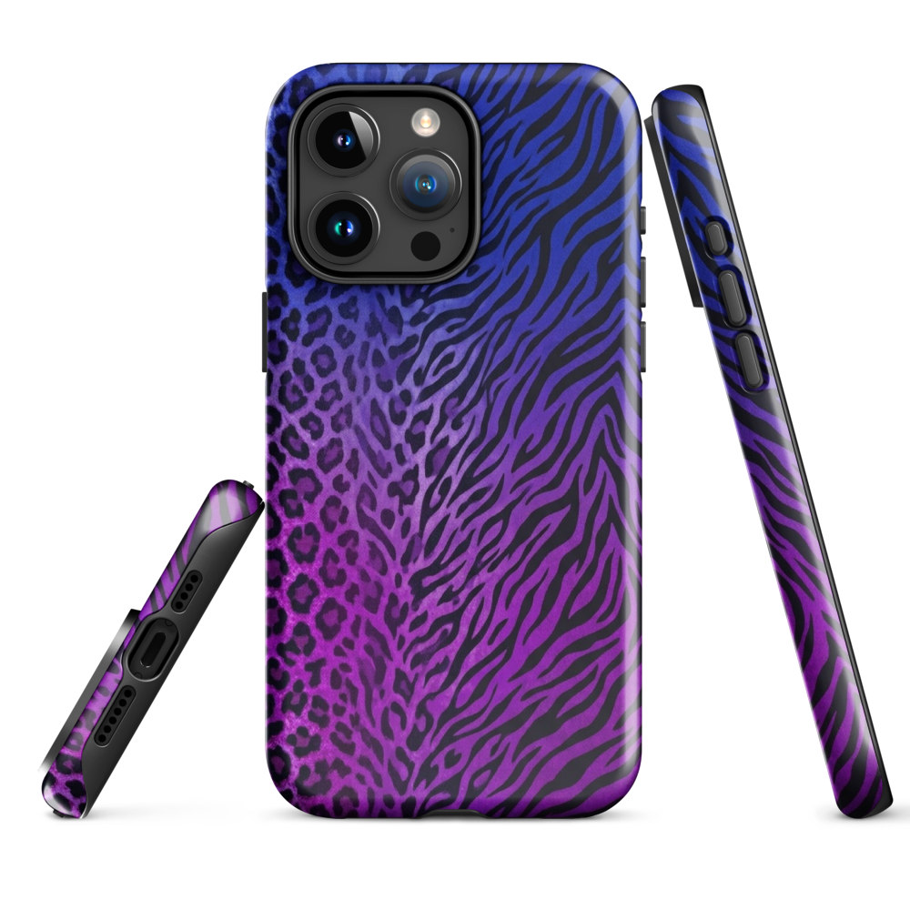 Purple to Blue Zebra & Leopard Print Tough Case for iPhone®