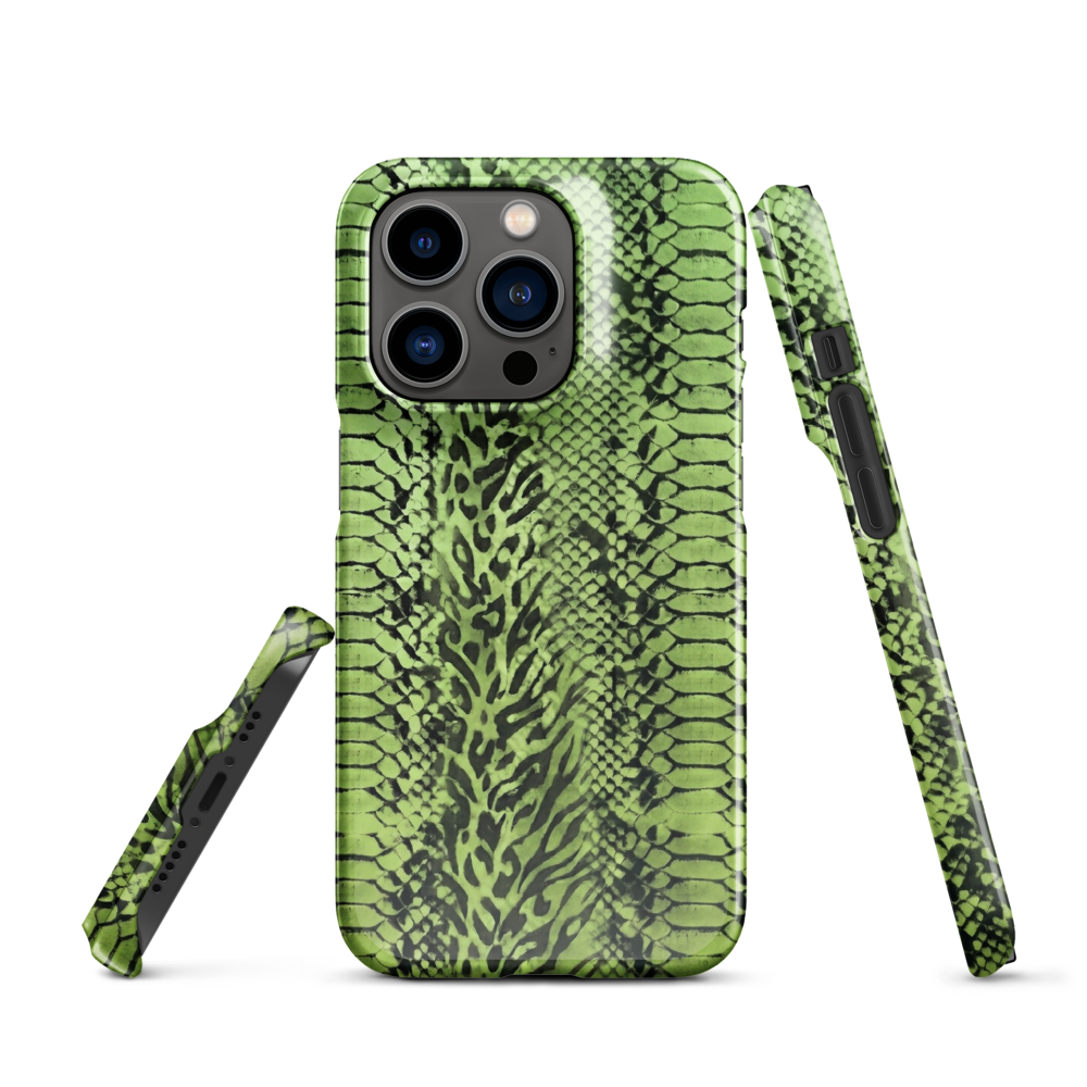 Green Snake Leopard & Zebra Print Snap Case for iPhone