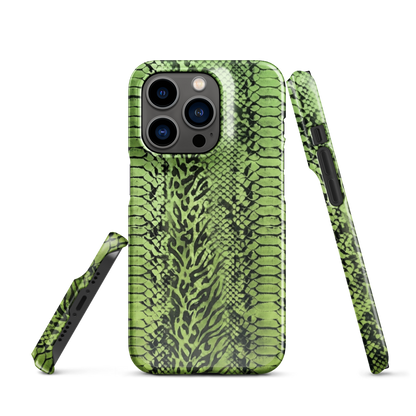 Green Snake Leopard & Zebra Print Snap Case for iPhone