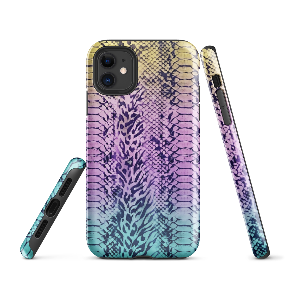 Faded Rainbow Snake Skin Zebra & Leopard Print Tough Case for iPhone®