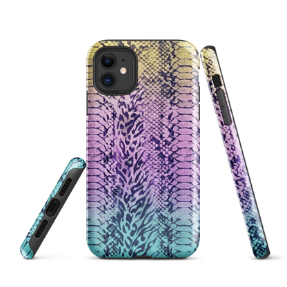 Faded Rainbow Snake Skin Zebra & Leopard Print Tough Case for iPhone®