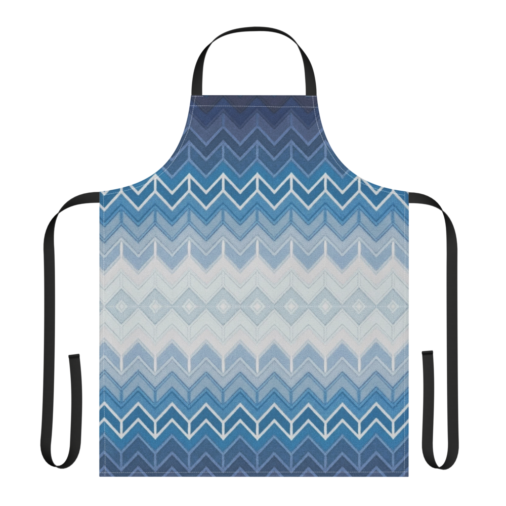 Blue Classic Chevron Pattern Strap Apron