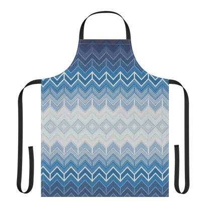 Blue Classic Chevron Pattern Strap Apron