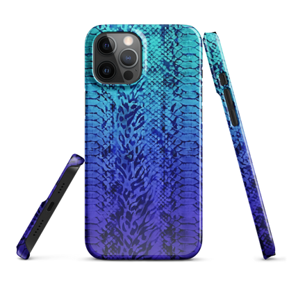 Vibrant Blue Snake Skin & Leopard Print Snap Case for iPhone