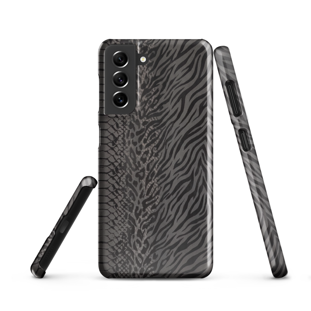 Dark Gray Snake Skin & Leopard Print Snap Case for Samsung