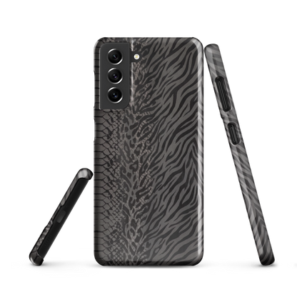 Dark Gray Snake Skin & Leopard Print Snap Case for Samsung