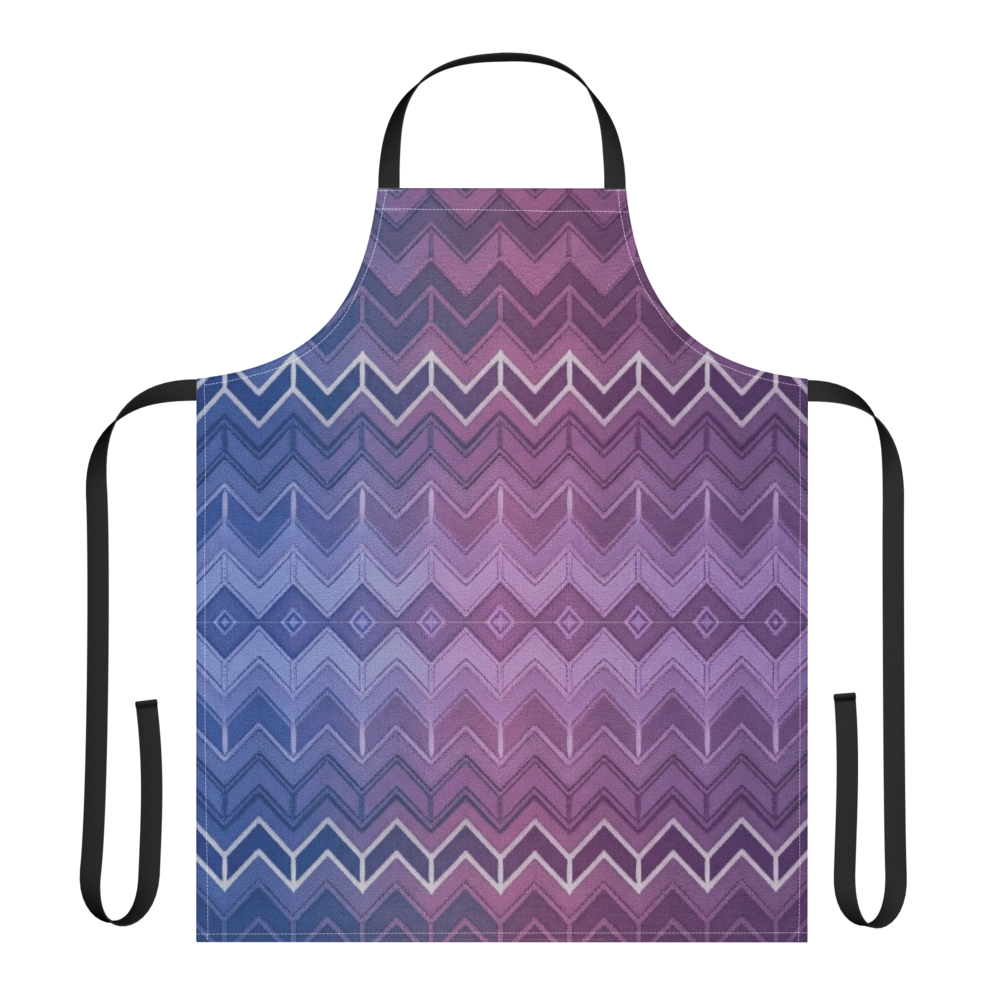 Blue Purple & White Chevron Pattern Strap Apron