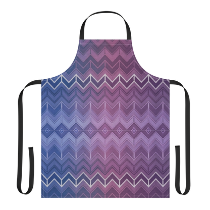 Blue Purple & White Chevron Pattern Strap Apron